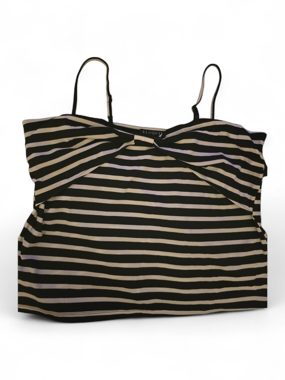 Eloquii Black and Cream Striped Twist-Front Cami Top Size 22/24W